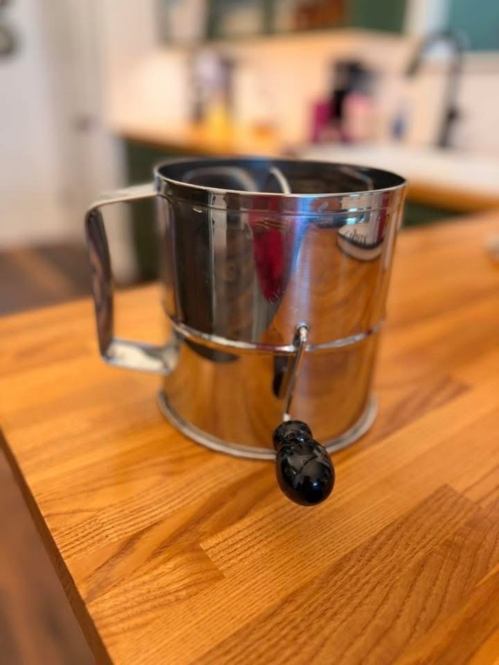Stainless Steel Batter Sifter with Black Handle - Home Kitchen